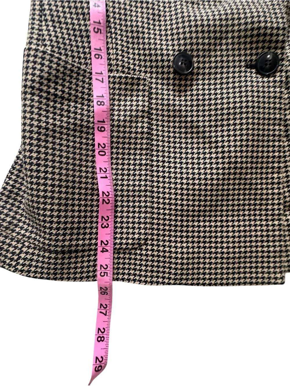 REISS Ella Double-Breasted Dogtooth Wool-Blend Puckered Shoulder Blazer Size 2 - Picture 10 of 11